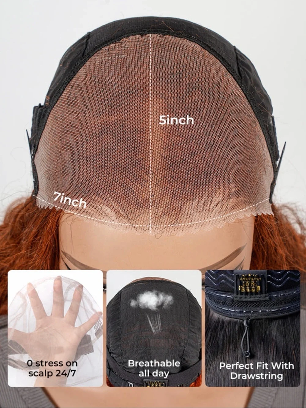 100% Human Hair Intense Copper Lace Front Wig Alipearl Ginger Copper auburn